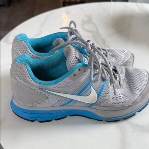Nike Light Gray and Sky Blue Athletic Sneakers